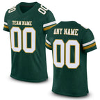 Custom Green White-Old Gold Mesh Authentic Football Jersey