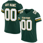 Custom Green White-Old Gold Mesh Authentic Football Jersey photo 1