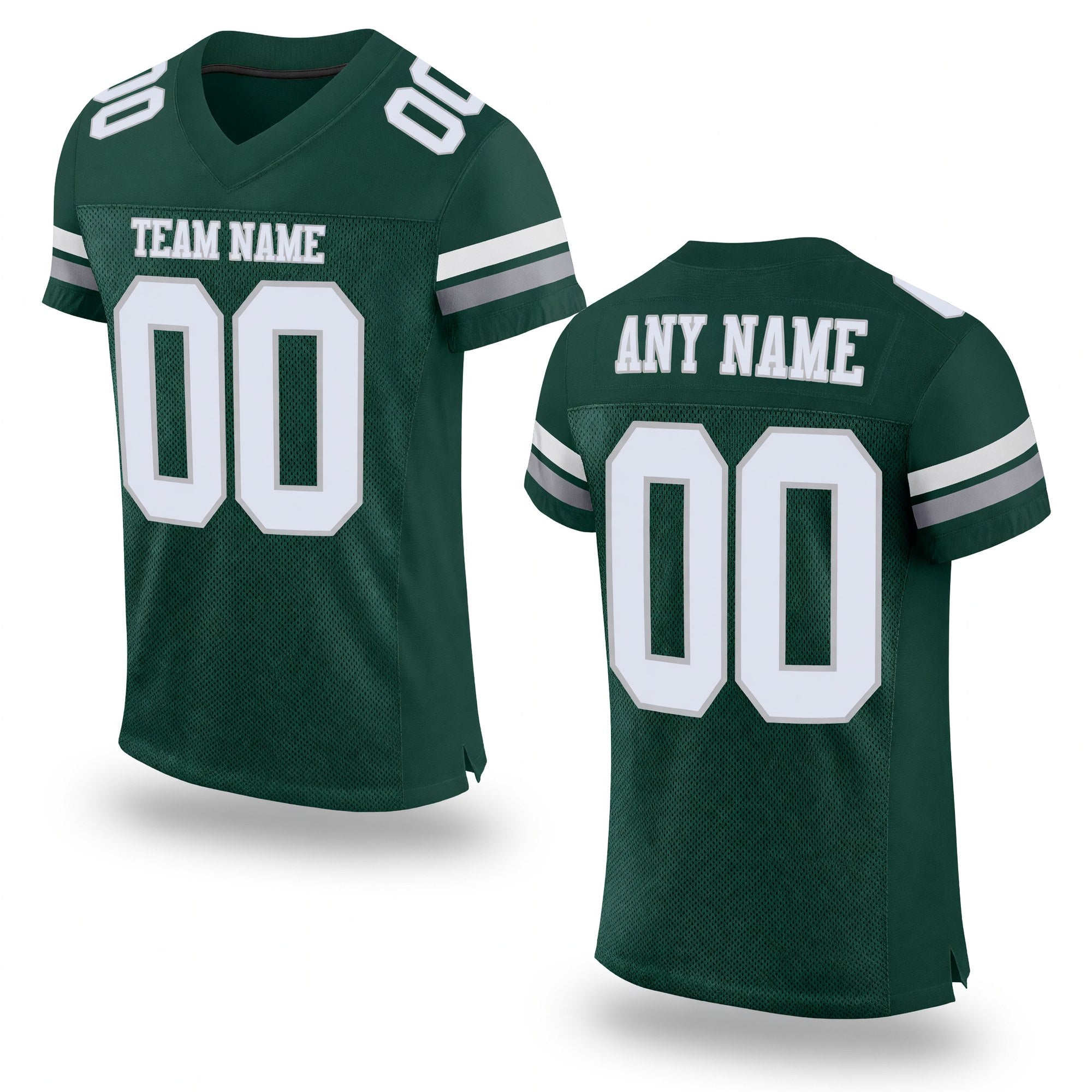 Custom Green White-Gray Mesh Authentic Football Jersey