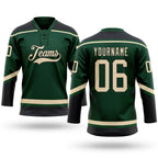 Custom Green City Cream-Black Hockey Lace Neck Jersey