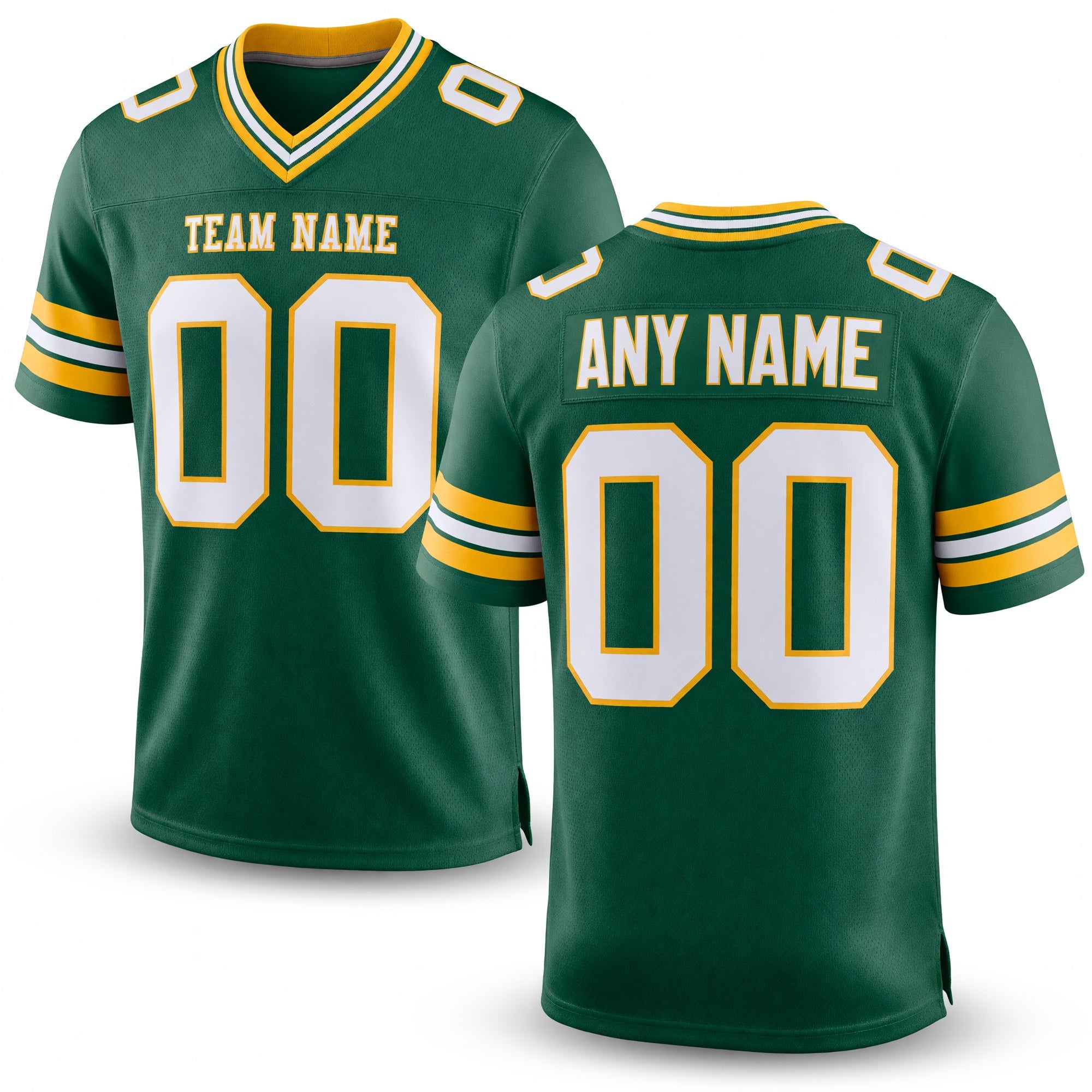 Custom Green White-Gold Authentic Football Jersey