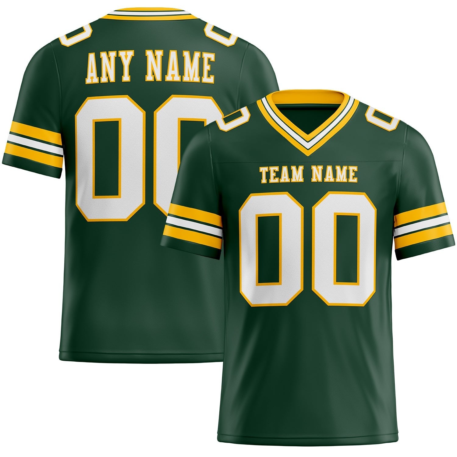 Custom Green White-Gold Authentic Football Jersey photo 1