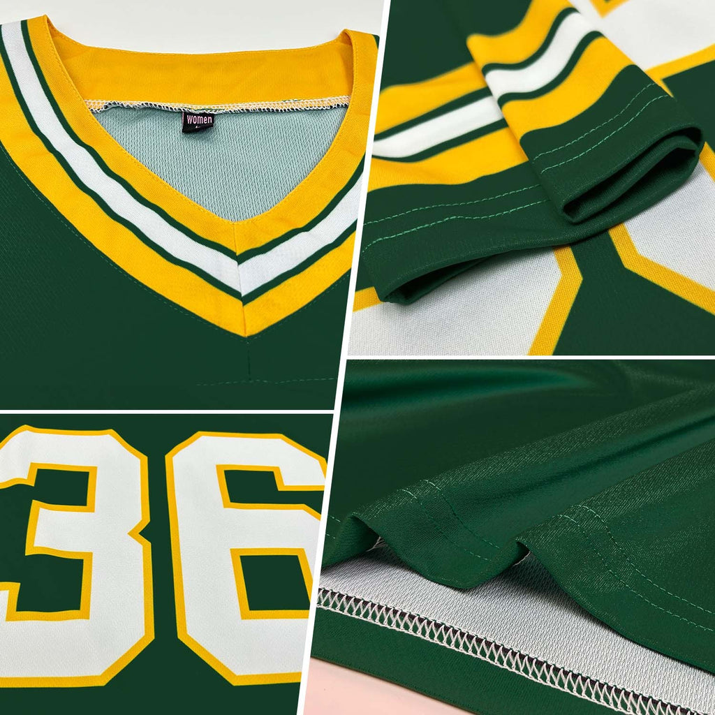 Custom Green White-Gold Authentic Football Jersey photo 2