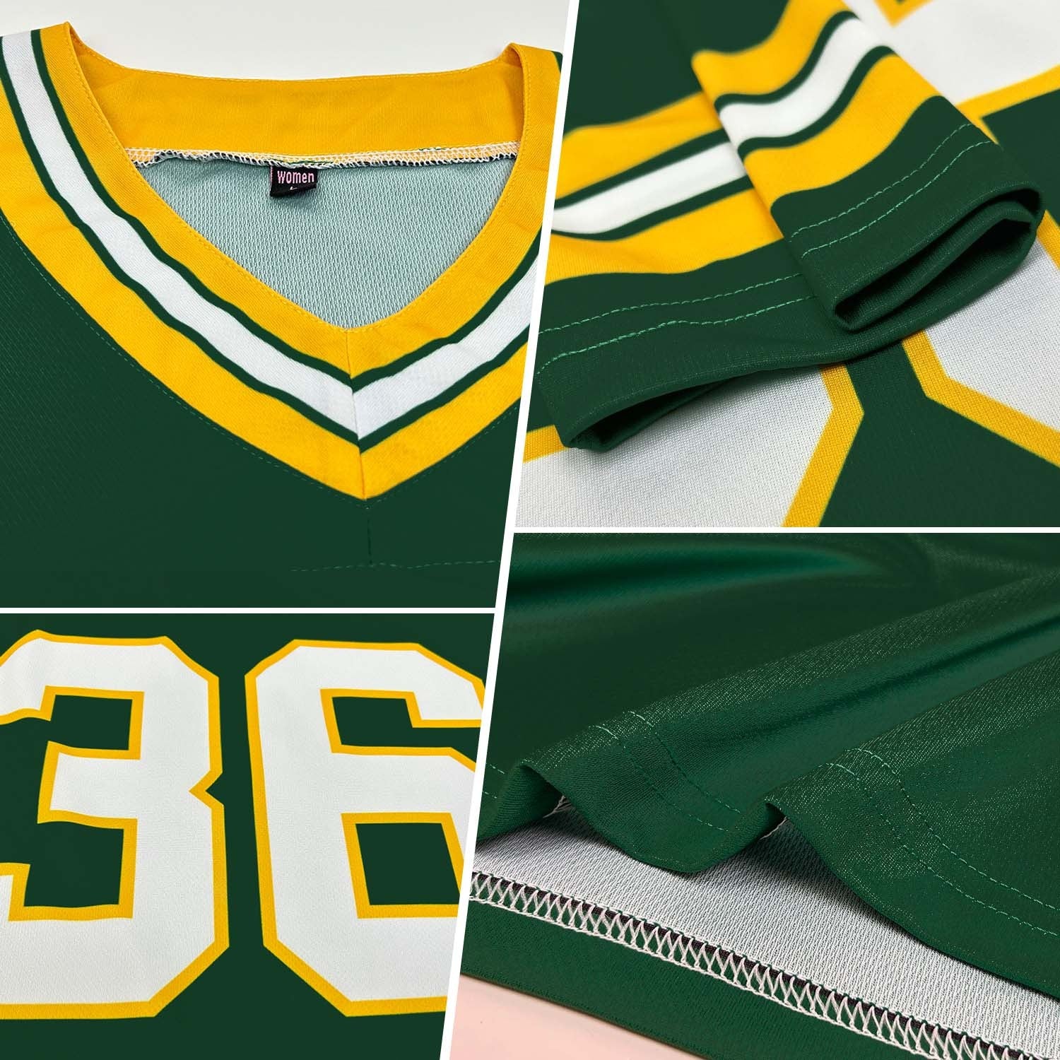 Custom Green White-Gold Authentic Football Jersey photo 2