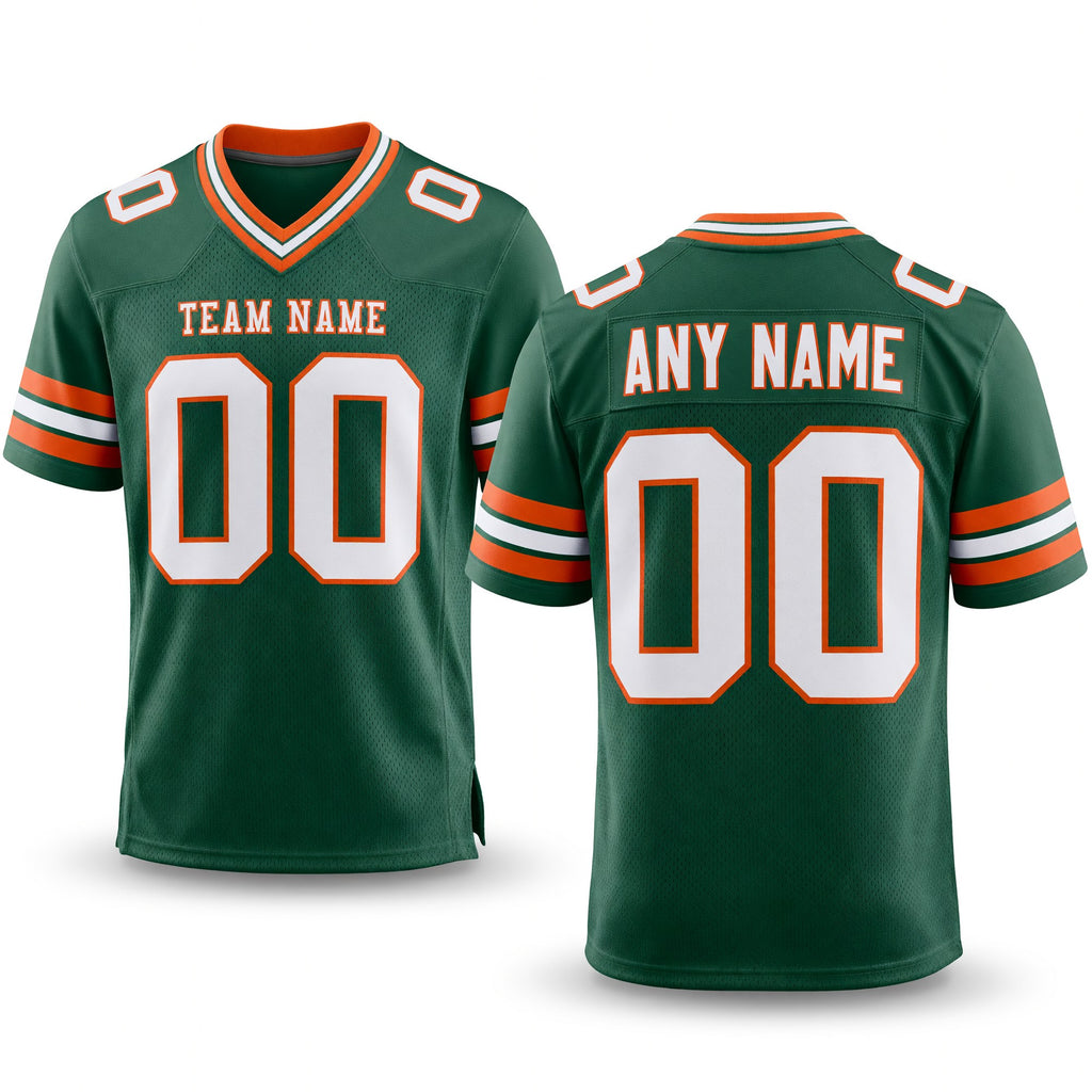 Custom Green White-Orange Authentic Football Jersey