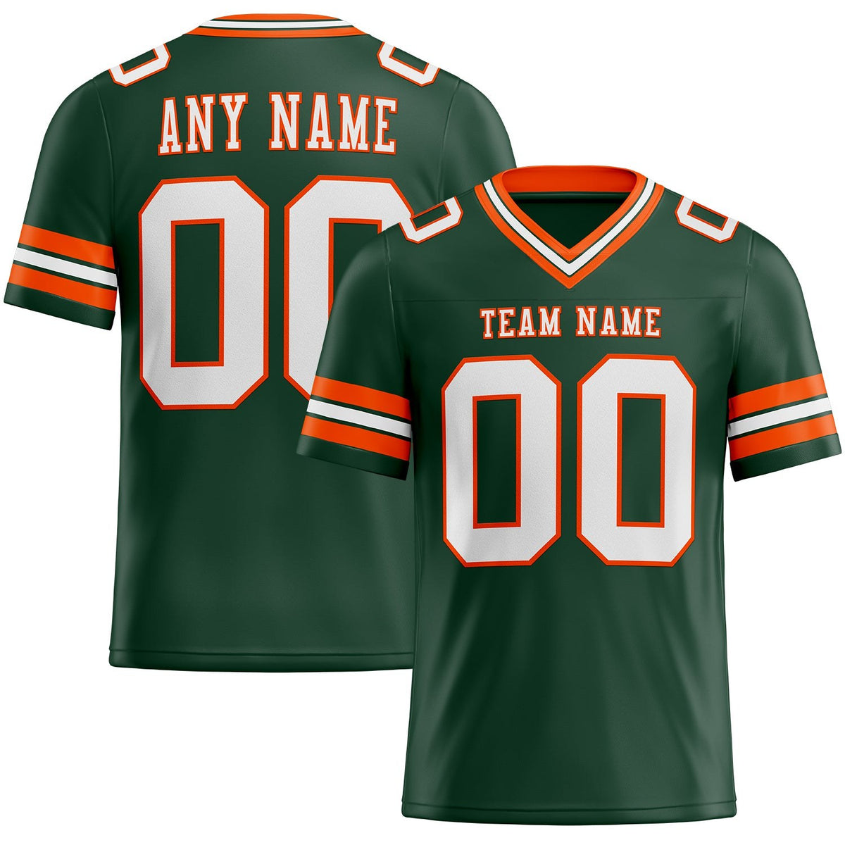 Custom Green White-Orange Authentic Football Jersey photo 1