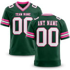 Custom Green White-Pink Authentic Football Jersey