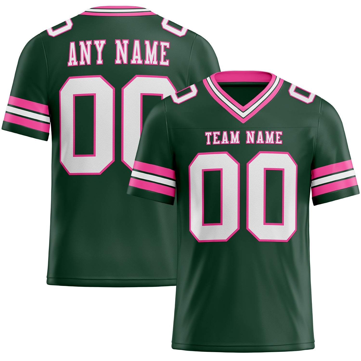 Custom Green White-Pink Authentic Football Jersey photo 1