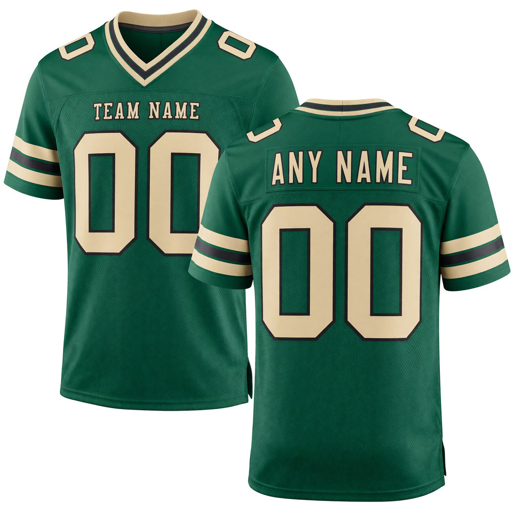 Custom Green City Cream-Black Authentic Football Jersey
