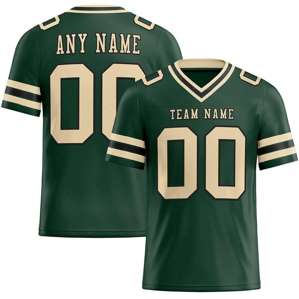 Custom Green City Cream-Black Authentic Football Jersey photo 1
