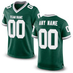 Custom Green White-Gray Mesh Authentic Throwback Football Jersey