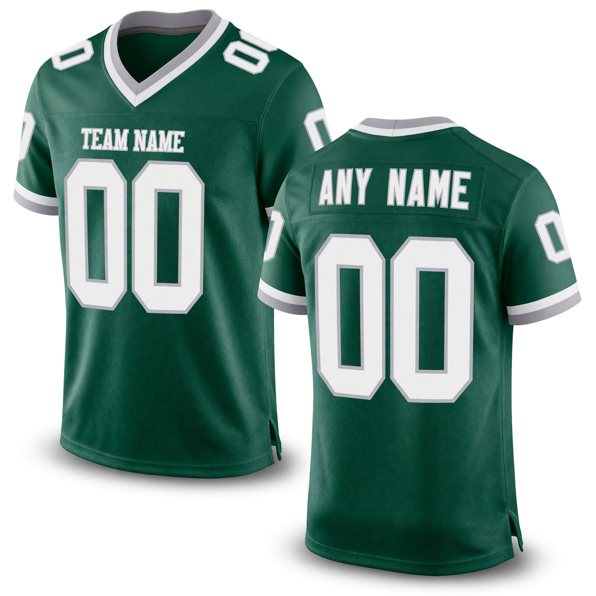 Custom Green White-Gray Mesh Authentic Throwback Football Jersey