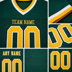 Custom Green Gold-White Mesh Authentic Throwback Football Jersey detail
