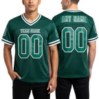 Custom Green Kelly Green-White Mesh Authentic Throwback Football Jersey worn front and back