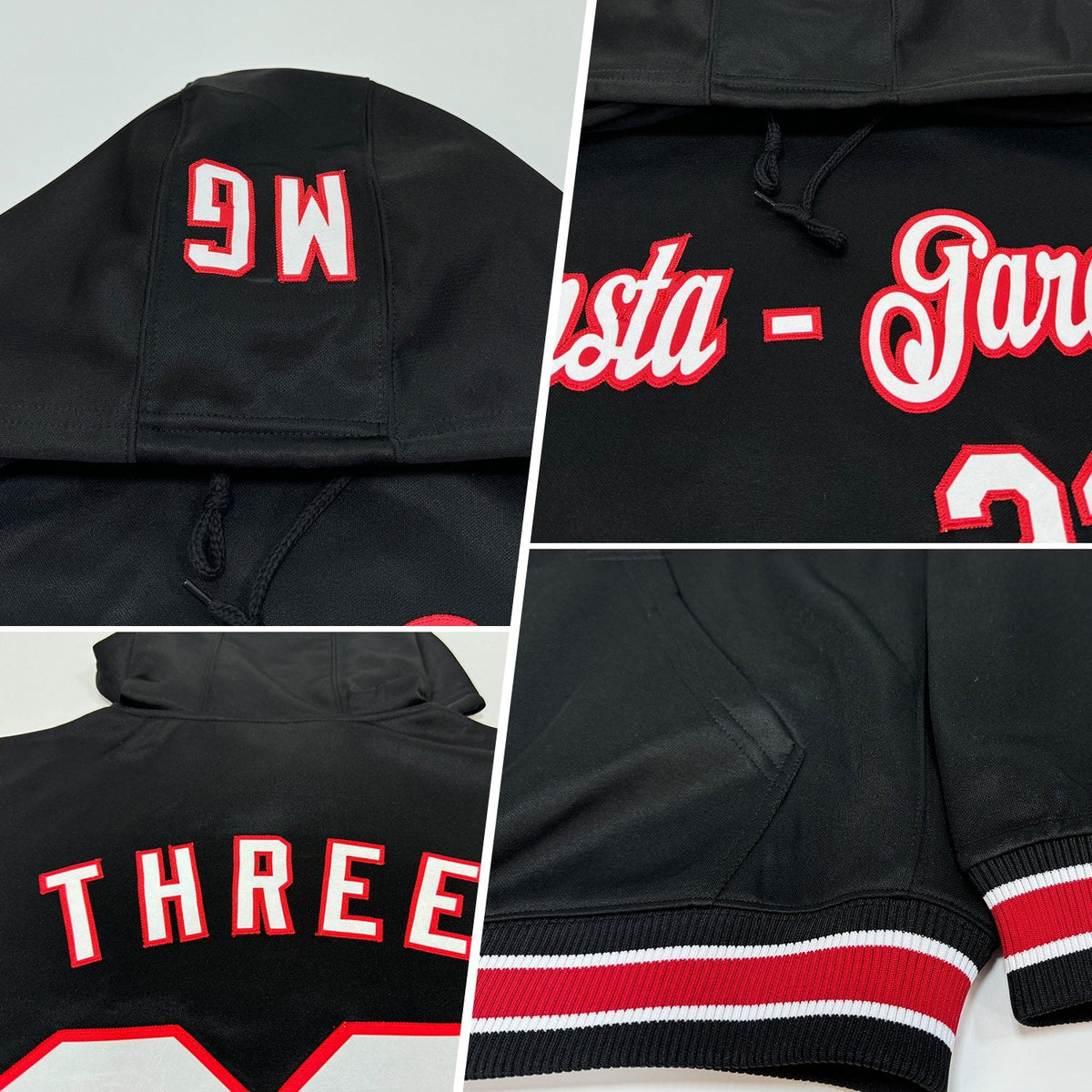 Custom Stitched Green Cream Sports Pullover Sweatshirt Hoodie photo 2