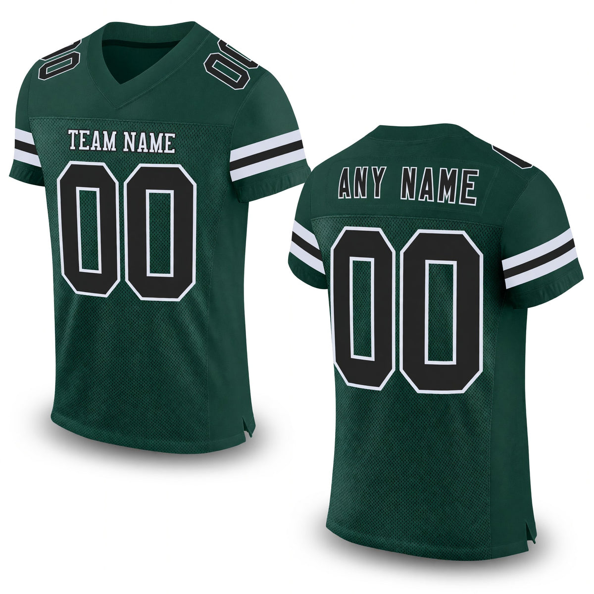 Custom Green Black-White Mesh Authentic Football Jersey