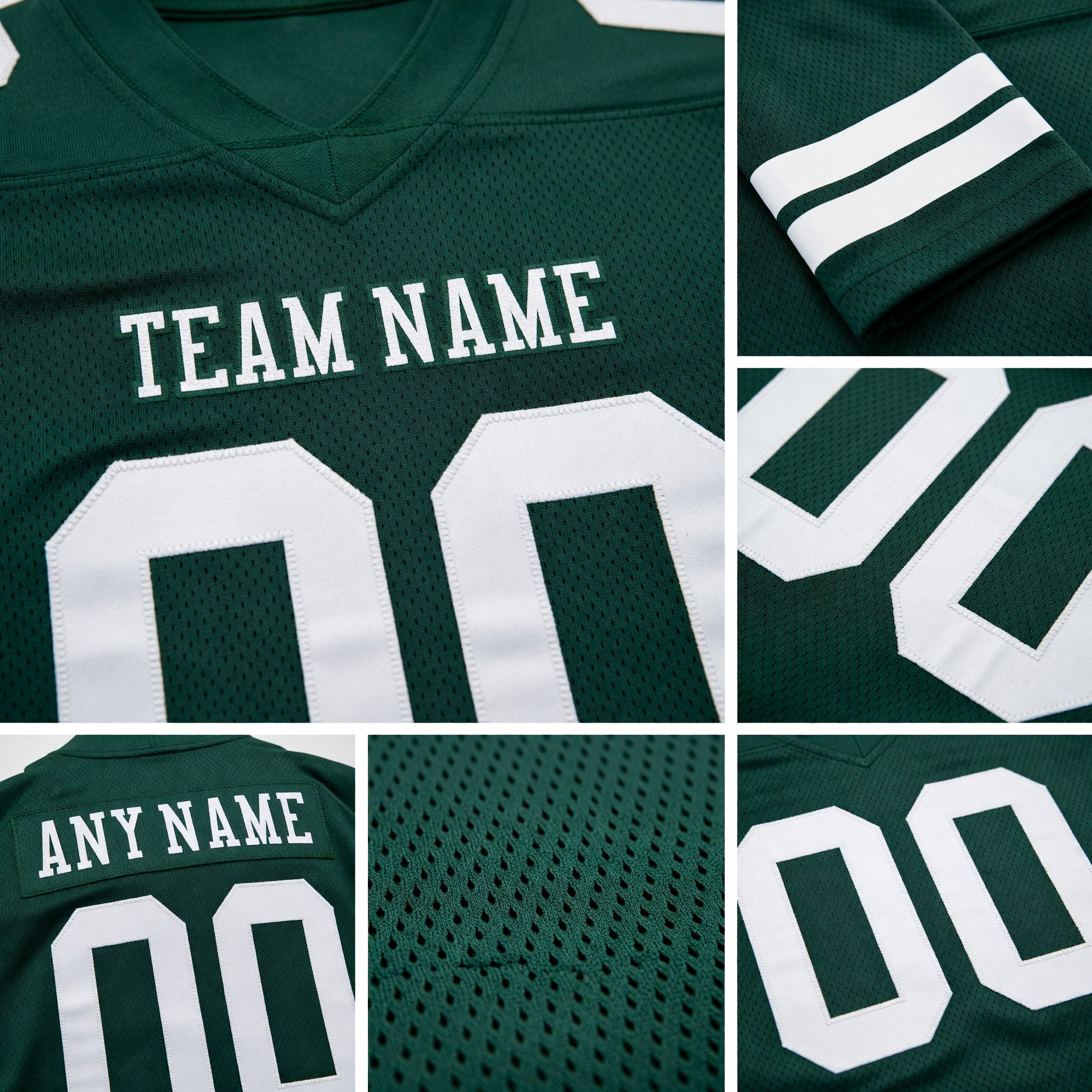 Custom Green White Authentic Football Jersey detail
