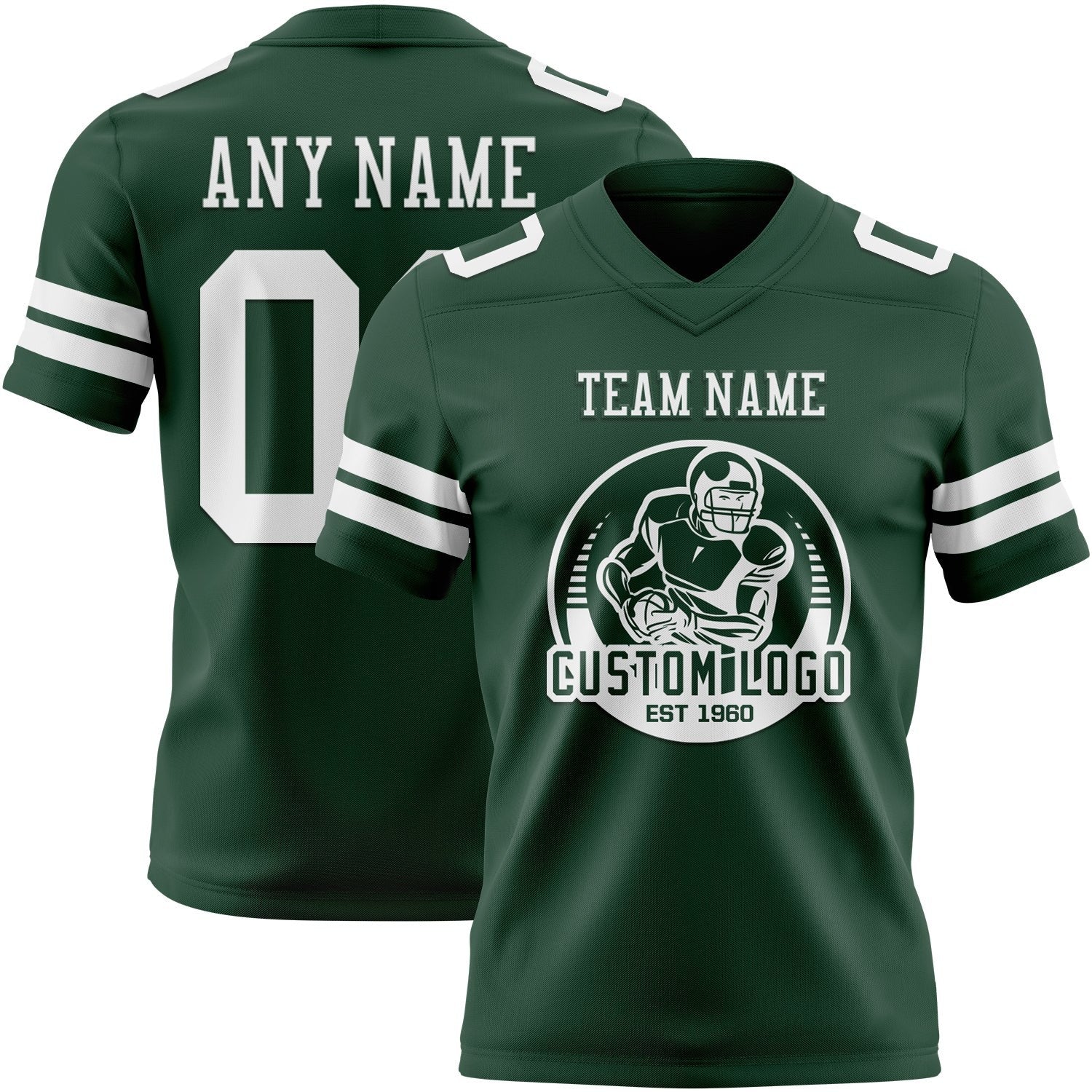 Custom Green White Authentic Football Jersey photo 2