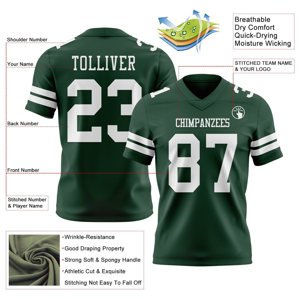 Custom Green White Authentic Football Jersey photo 3