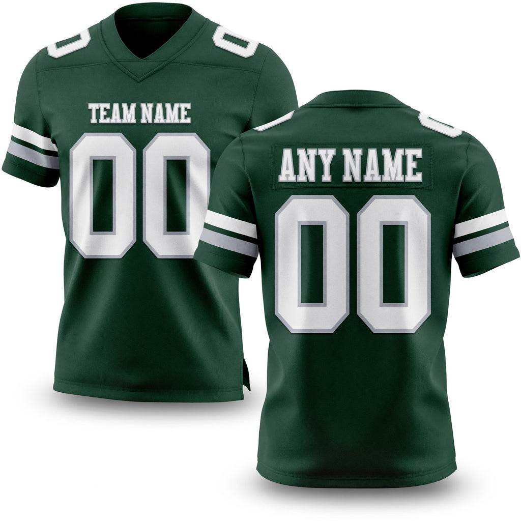 Custom Green White-Gray Authentic Football Jersey
