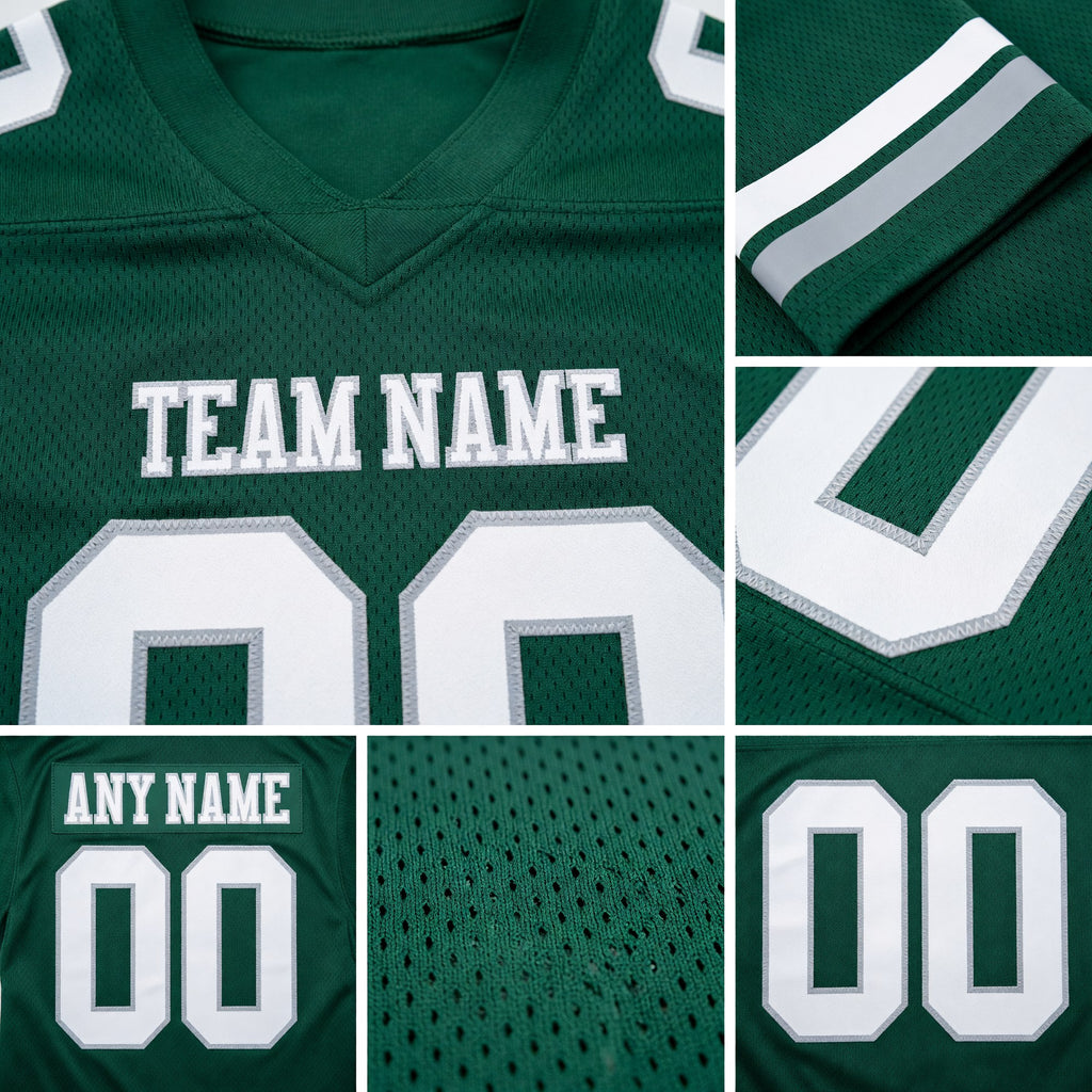 Custom Green White-Gray Authentic Football Jersey detail