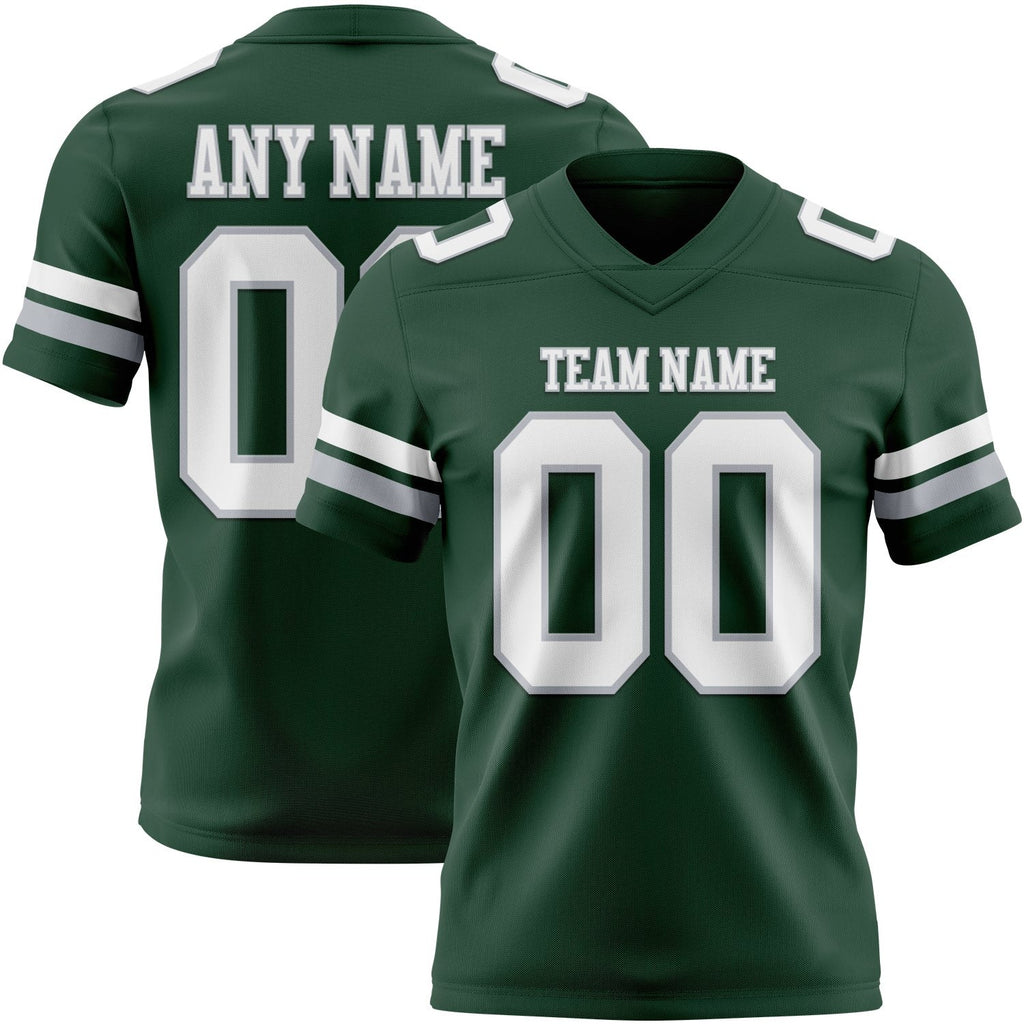 Custom Green White-Gray Authentic Football Jersey photo 1