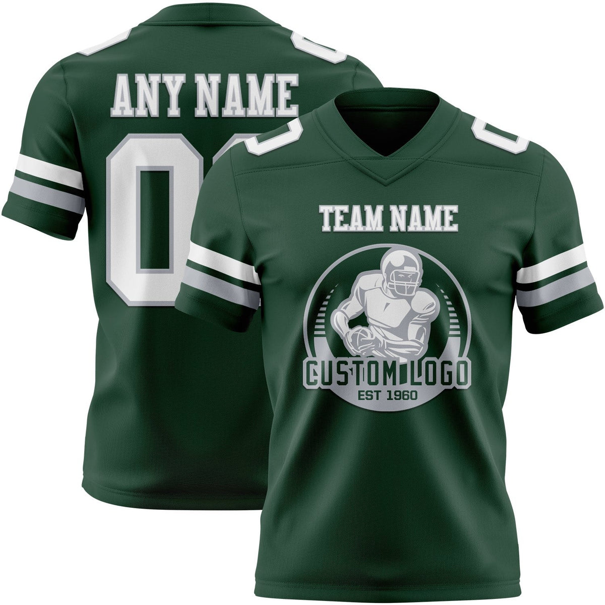 Custom Green White-Gray Authentic Football Jersey photo 2