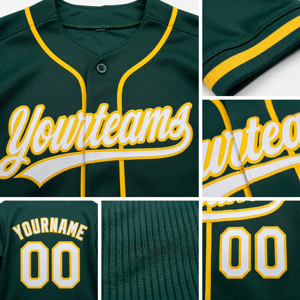 Custom Stitched Green White-Yellow Baseball Pullover Sweatshirt Hoodie detail