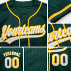 Custom Stitched Green White-Yellow Baseball Pullover Sweatshirt Hoodie detail