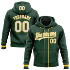 Custom Stitched Green White-Yellow Baseball Pullover Sweatshirt Hoodie photo 1
