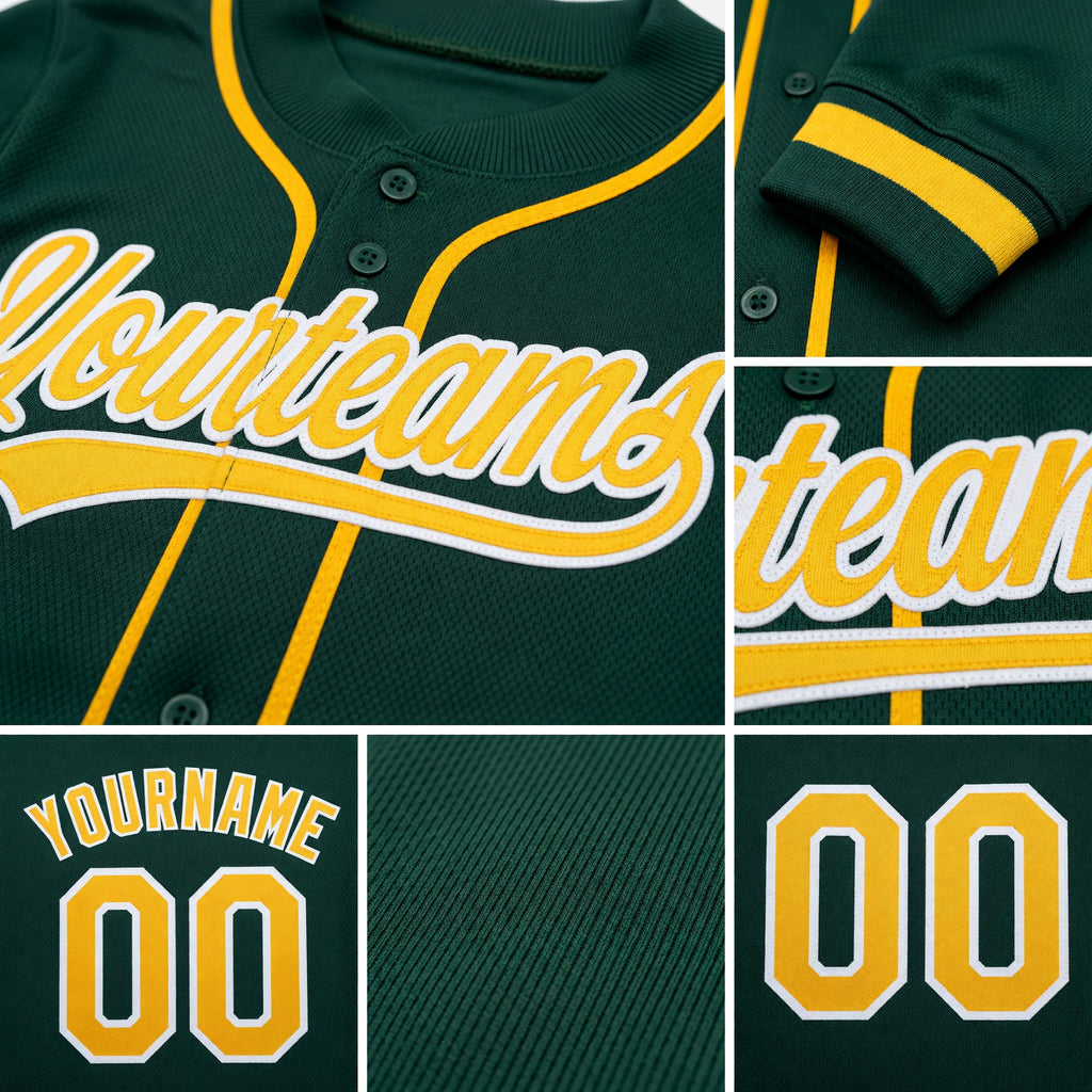 Custom Stitched Green Gold-White Baseball Pullover Sweatshirt Hoodie detail