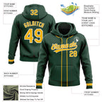 Custom Stitched Green Gold-White Baseball Pullover Sweatshirt Hoodie photo 2