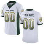 Custom White Green-Gold Drift Fashion Football Jersey