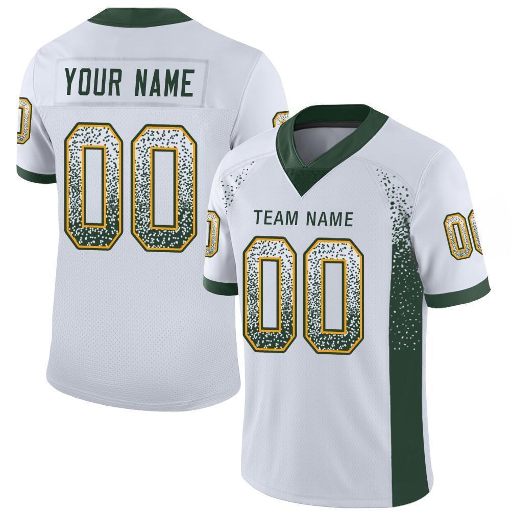 Custom White Green-Gold Drift Fashion Football Jersey photo 1