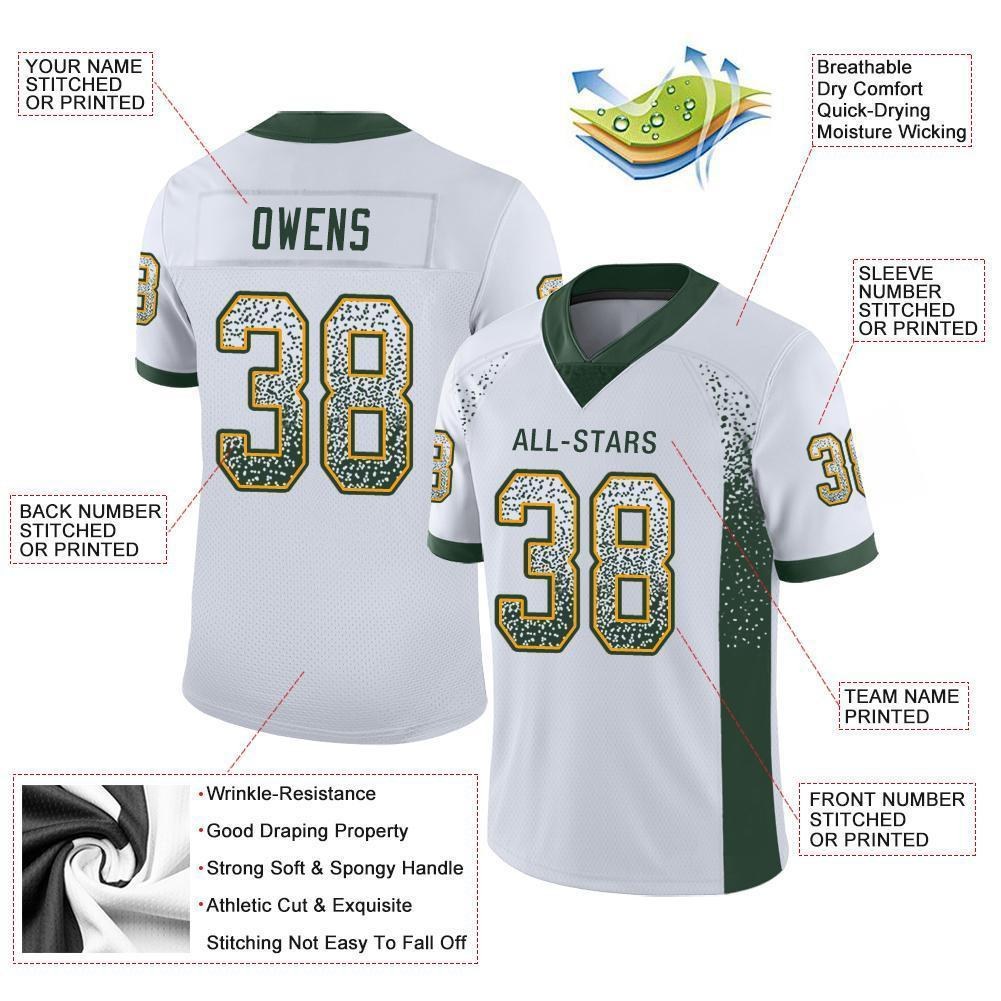 Custom White Green-Gold Drift Fashion Football Jersey photo 2