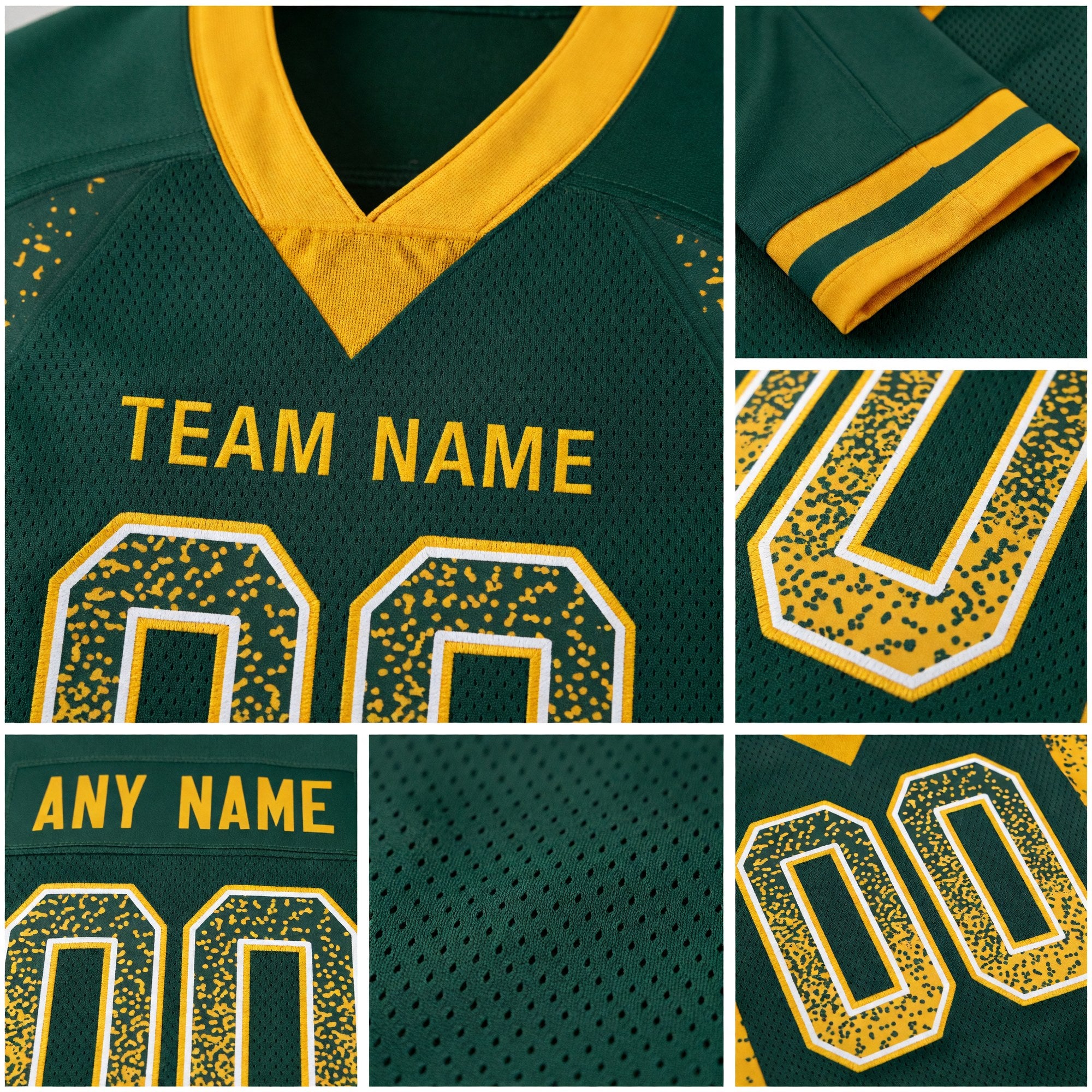 Custom Green Gold-White Drift Fashion Football Jersey detail