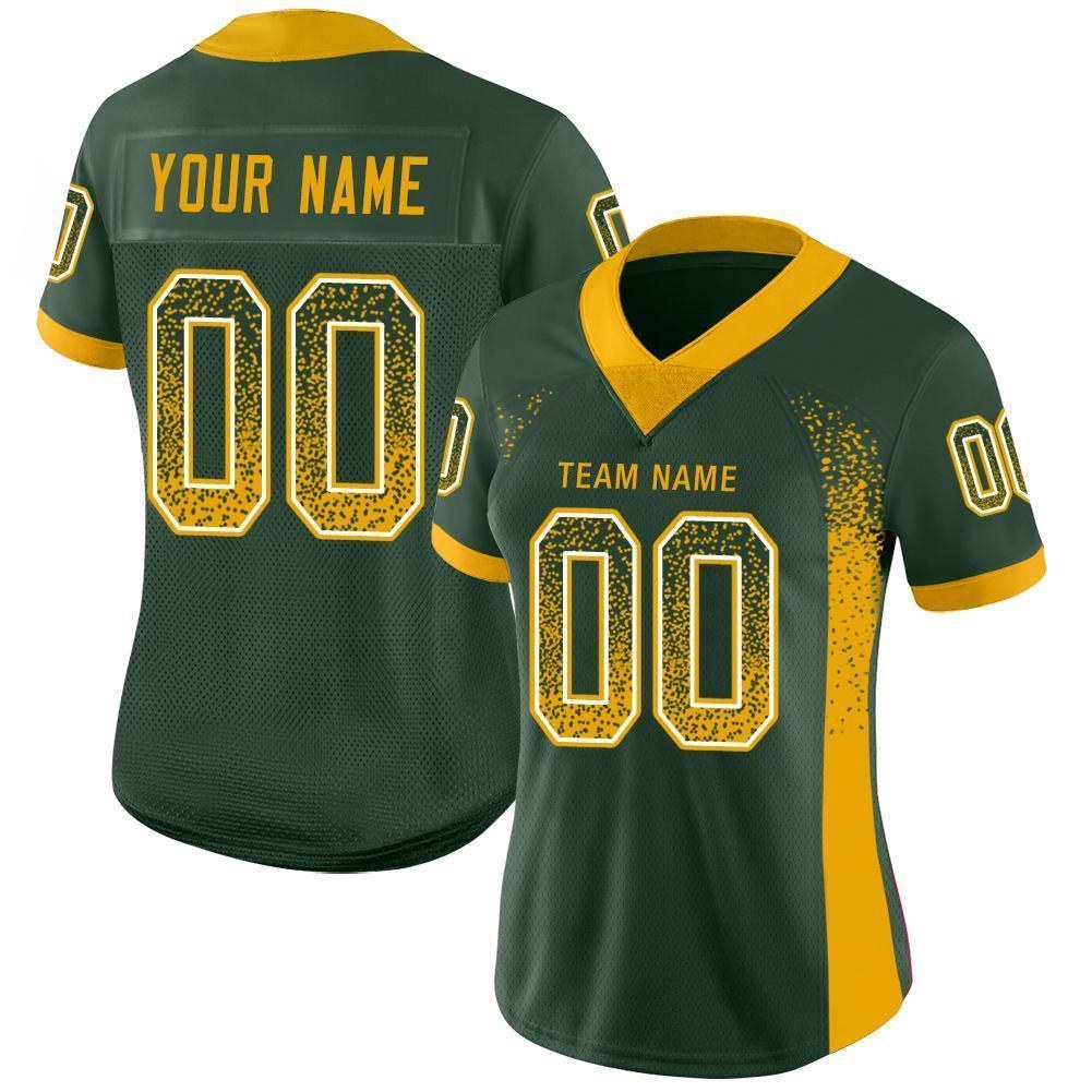 Custom Green Gold-White Drift Fashion Football Jersey photo 2