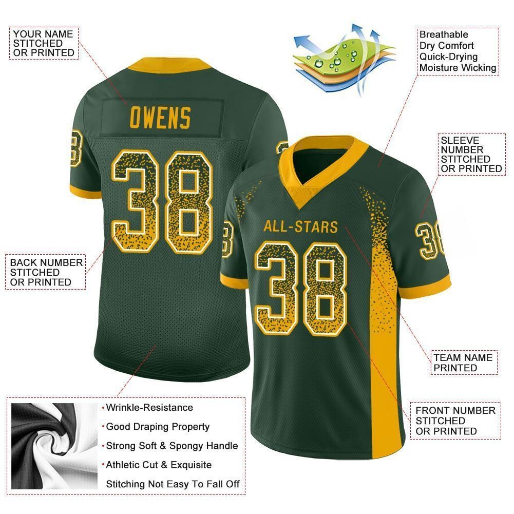 Custom Green Gold-White Drift Fashion Football Jersey photo 3