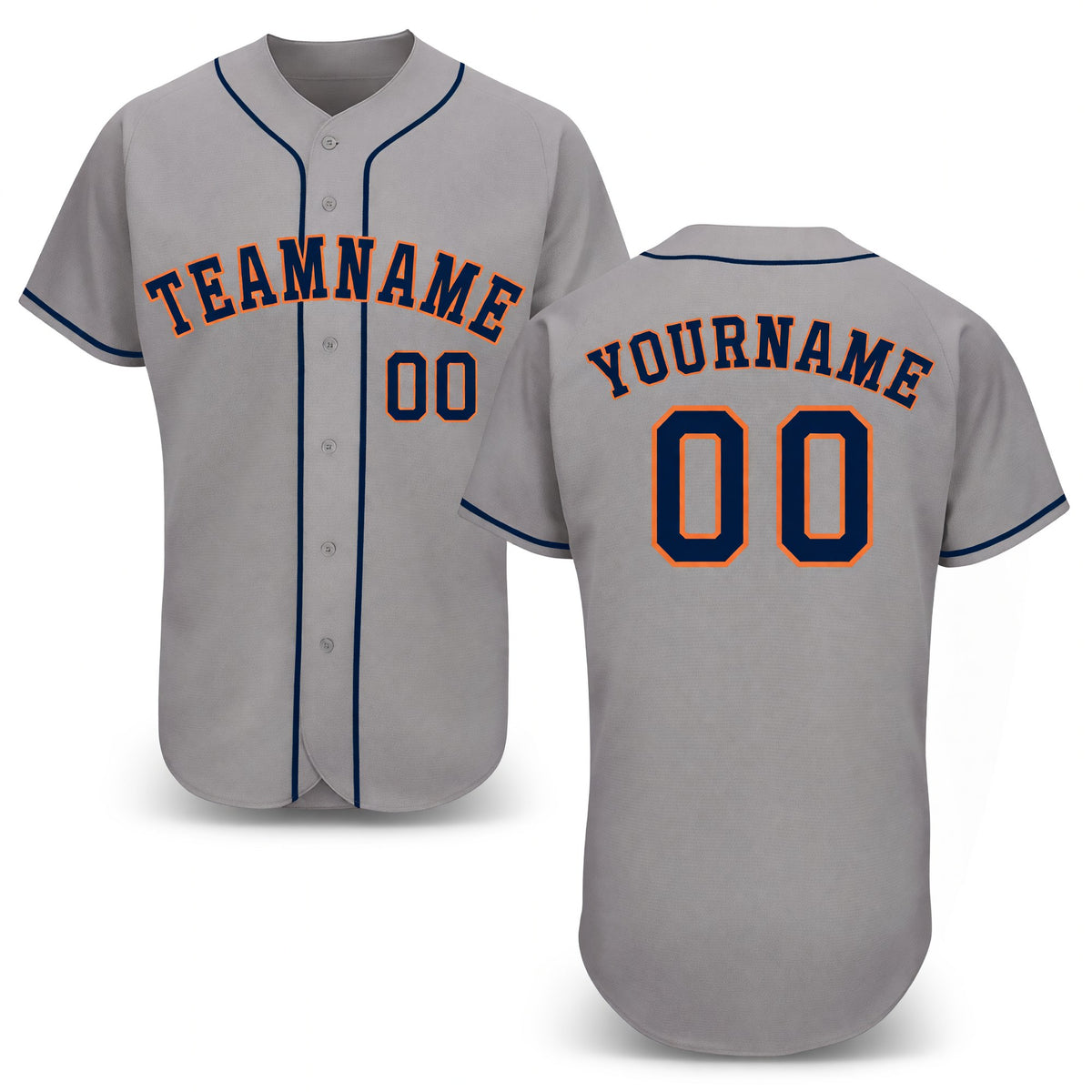 Custom Gray Navy-Orange Baseball Jersey