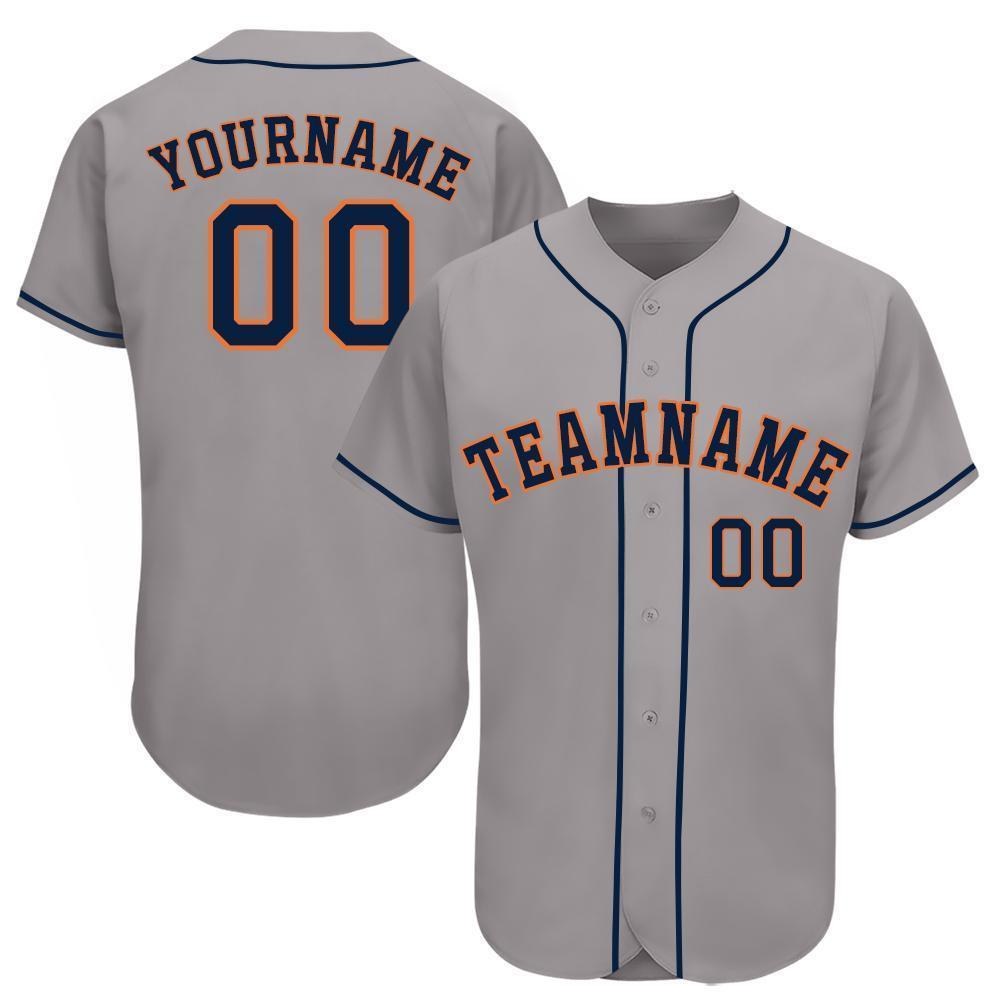 custom gray navy orange baseball jersey houstonl0145