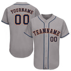 custom gray navy orange baseball jersey houstonl0145