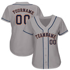 custom gray navy orange baseball jersey houstonl0145