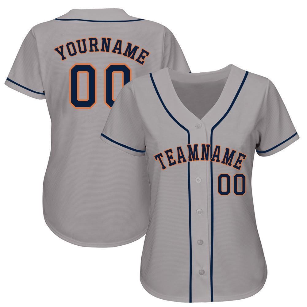 custom gray navy orange baseball jersey houstonl0145