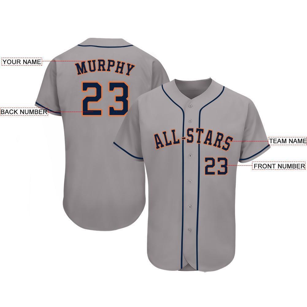 custom gray navy orange baseball jersey houstonl0145