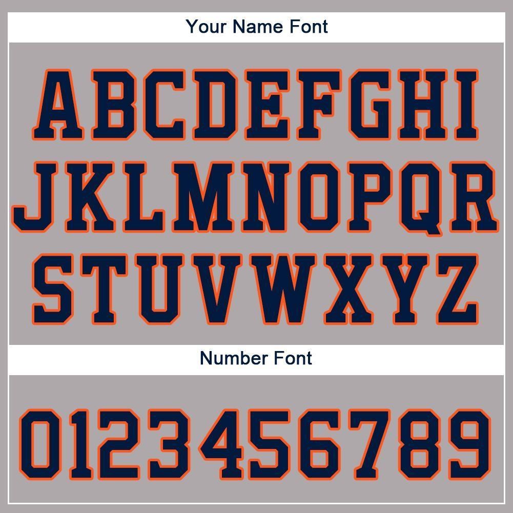 Custom Gray Navy-Orange Baseball Jersey photo 1