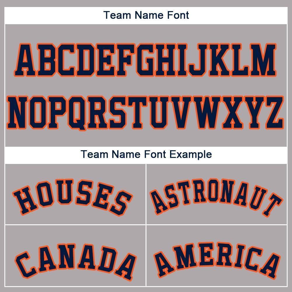 Custom Gray Navy-Orange Baseball Jersey photo 2