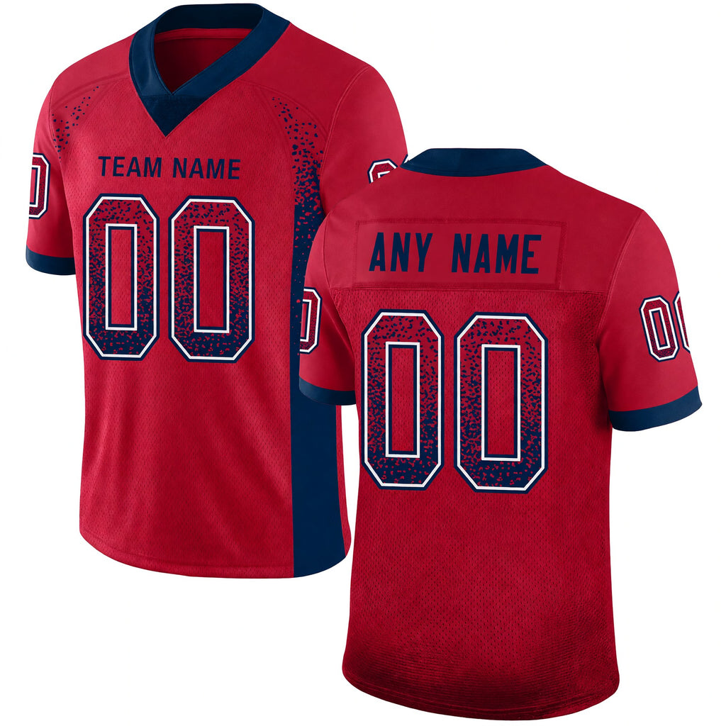Custom Red Navy-White Drift Fashion Football Jersey