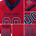 Custom Red Navy-White Drift Fashion Football Jersey detail