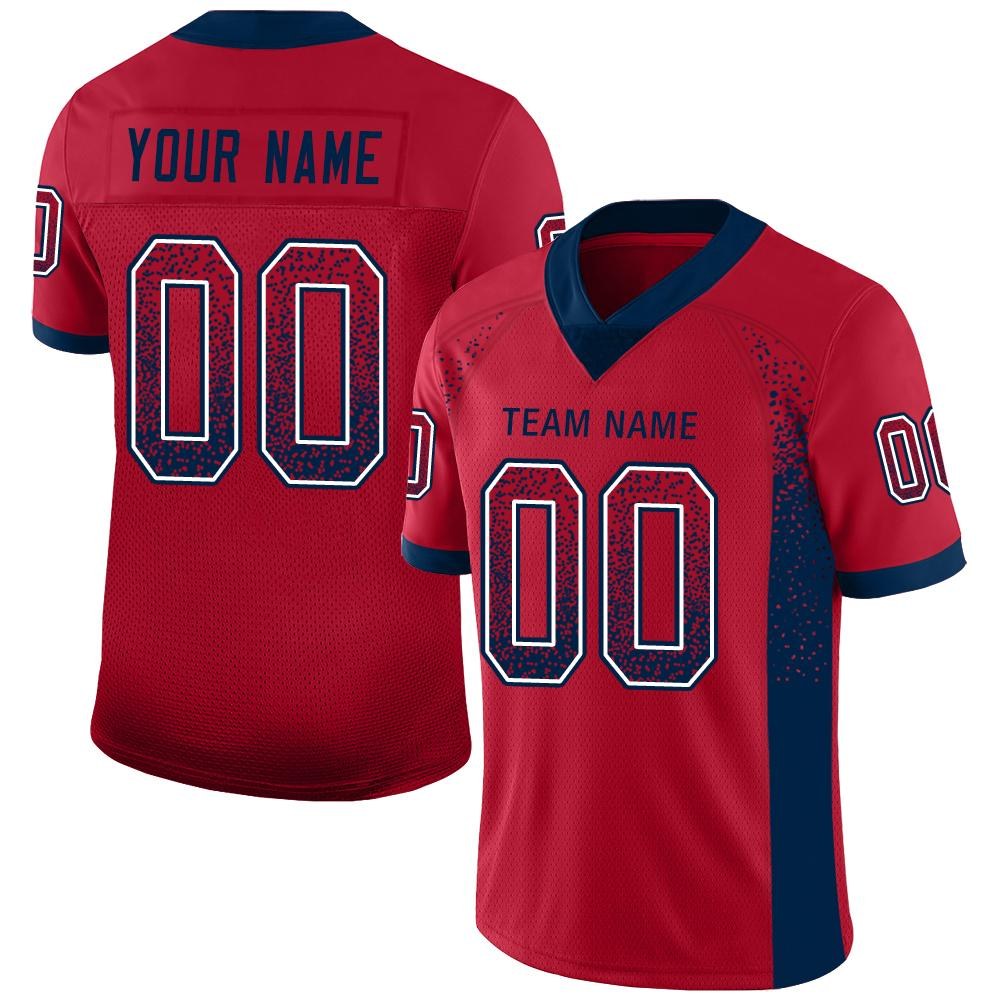 Custom Red Navy-White Drift Fashion Football Jersey photo 1