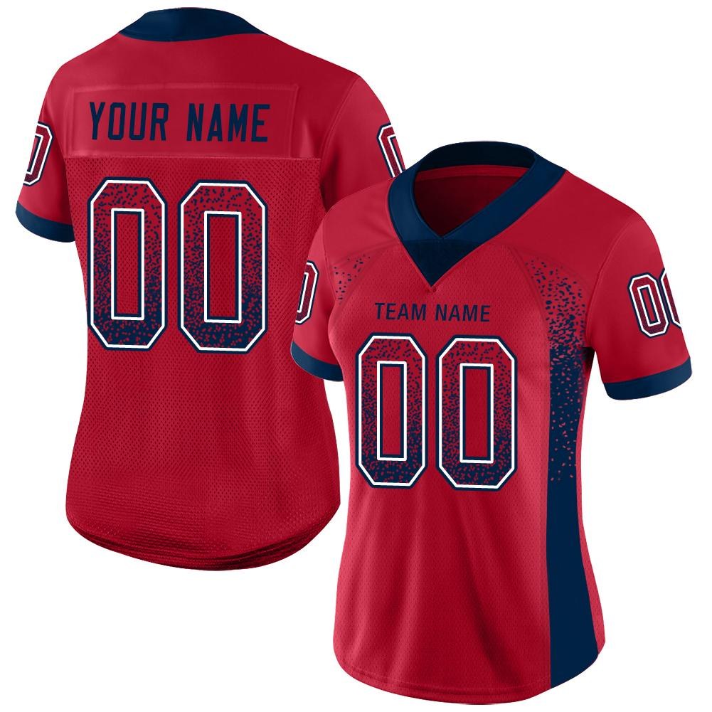 Custom Red Navy-White Drift Fashion Football Jersey photo 2